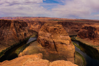 Close-up of horseshoe bend against sky
