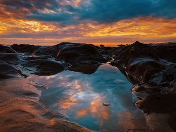 Scenic view of dramatic sky during sunset