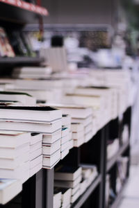 Close-up of books on table