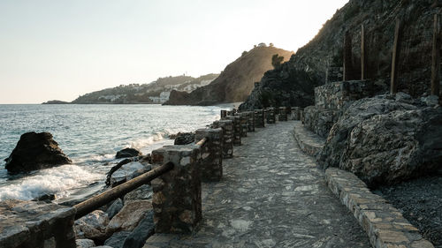 Scenic view of sea against clear sky