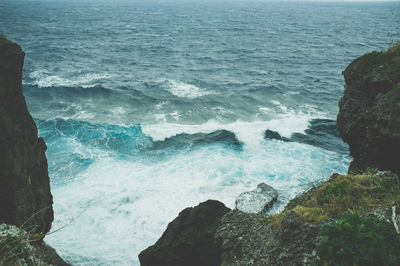 High angle view of sea shore