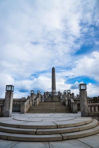 Low angle view of statues at the vigeland park