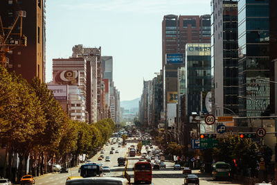 Cars moving on the city