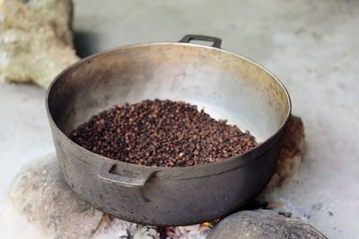 High angle view of bread in container