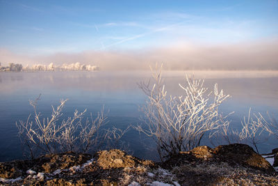 Scenic view of lake against sky