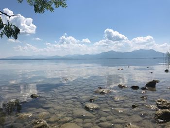 Scenic view of lake against sky