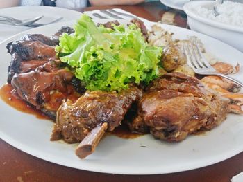 Close-up of meat on plate