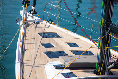 High angle view of sailboat sailing in sea