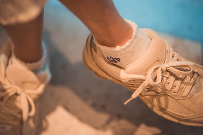 Close up shot of a female shoes with blurred background