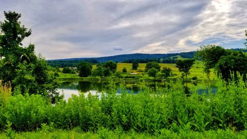 Scenic view of lake against sky