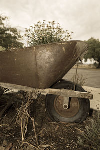 Close-up of boat against sky