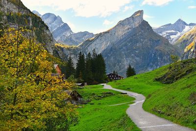 Scenic view of mountains against sky