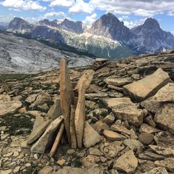 Scenic view of rocky mountains against sky