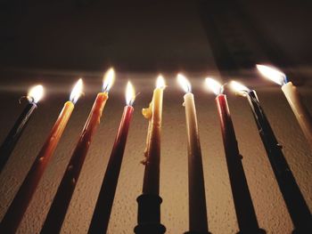 Close-up of illuminated candles