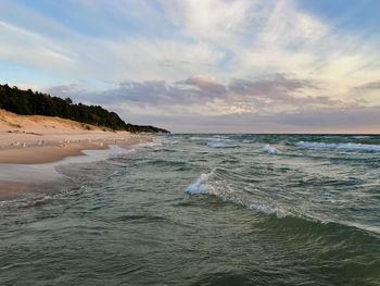 Scenic view of sea against sky during sunset