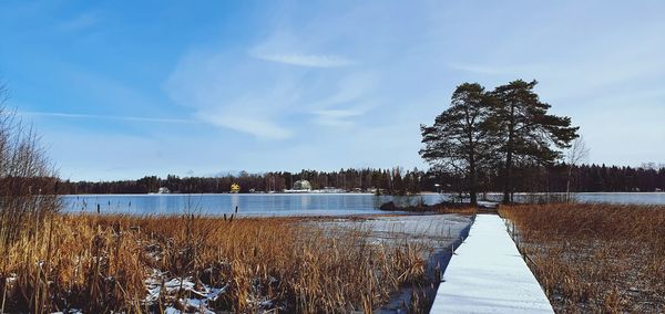 Scenic view of lake against sky