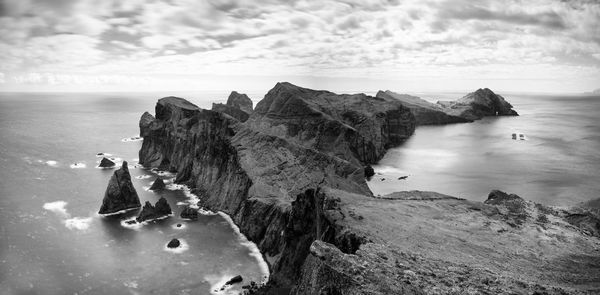 Scenic view of sea against cloudy sky