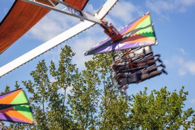 Low angle view of flag against sky