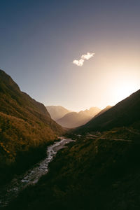 Scenic view of landscape against sky during sunset