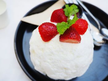 High angle view of patbingsu in plate