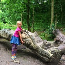 Portrait of happy girl in park