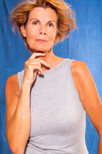 Close-up portrait of smiling mature woman