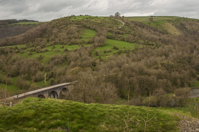 Scenic view of land against sky, monsal trail