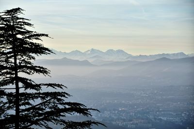 Scenic view of mountains against sky