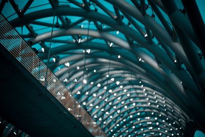 Low angle view of illuminated modern building