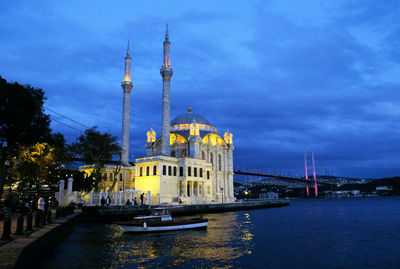 View of illuminated city at night