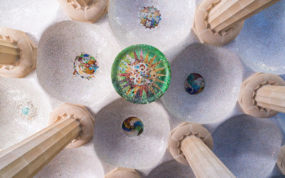 Directly below shot of ceiling at park guell