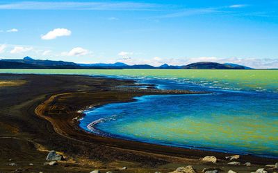 Scenic view of lake against sky