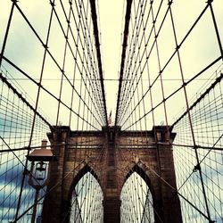 Low angle view of suspension bridge