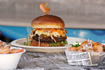 Close-up of food on table