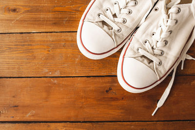 High angle view of shoes on table