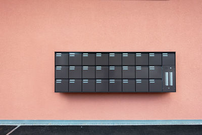 Close-up of computer keyboard on wall