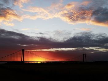 Silhouette bridge against sky during sunset