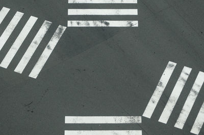 High angle view of zebra crossing on road