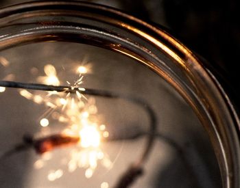 Close-up of illuminated electric light