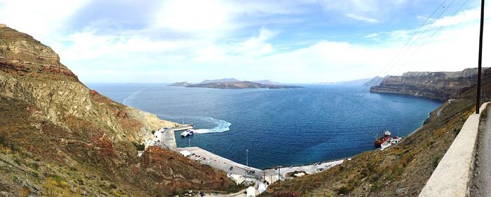 High angle view of sea against sky