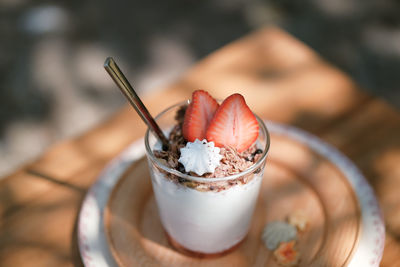 Close-up of dessert on table