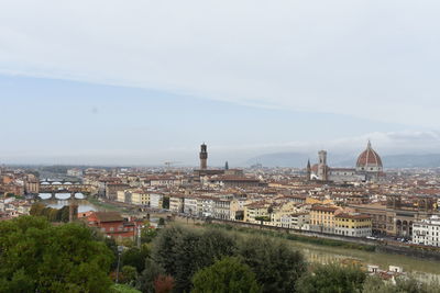 High angle view of buildings in city