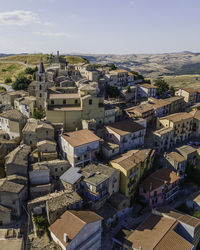 High angle view of townscape against sky