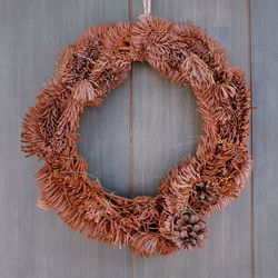 Wreath hanging on wood