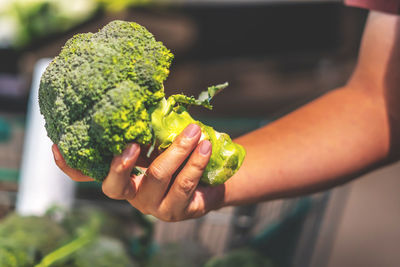 Close-up of woman holding food