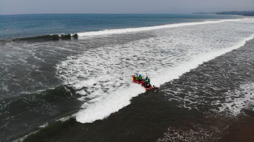 High angle view of sea against sky