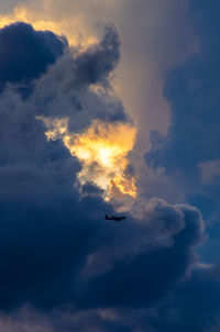 Low angle view of airplane flying in sky