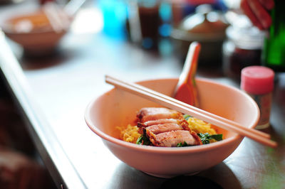 Close-up of food in bowl on table