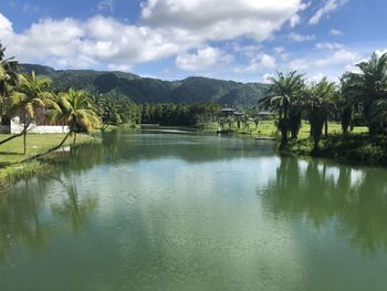 Scenic view of lake against sky