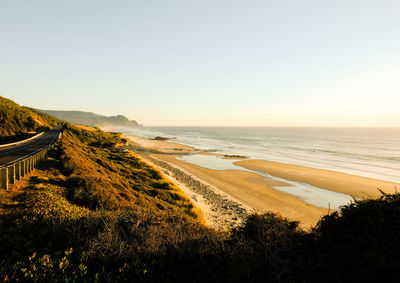 Scenic view of sea against clear sky